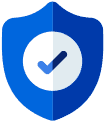 Bouclier bleu avec un coche blanc au centre, symbolisant la sécurité et la protection des sites WordPress