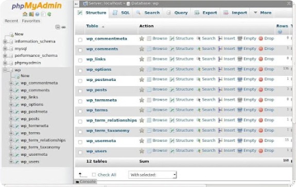 PHP MY ADMIN WORDPRESS MISE A JOUR
