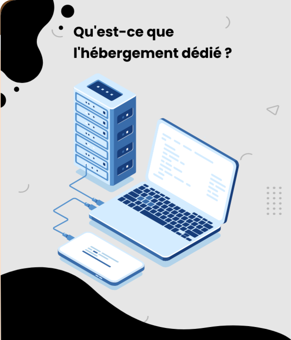 Illustration isométrique d'un serveur, d'un ordinateur portable et d'un disque dur externe connectés