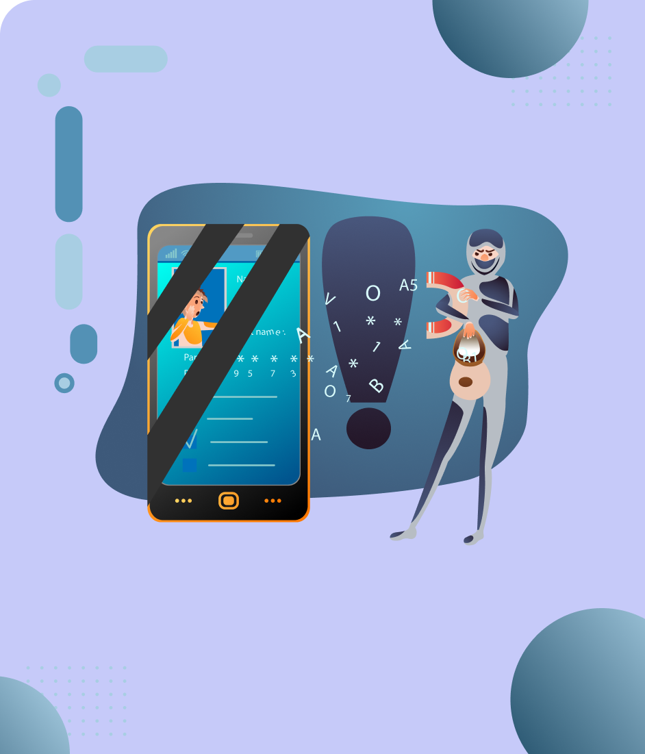Un pirate vole des données personnelles d'un téléphone, symbolisant le smishing et la sécurité des sites WordPress