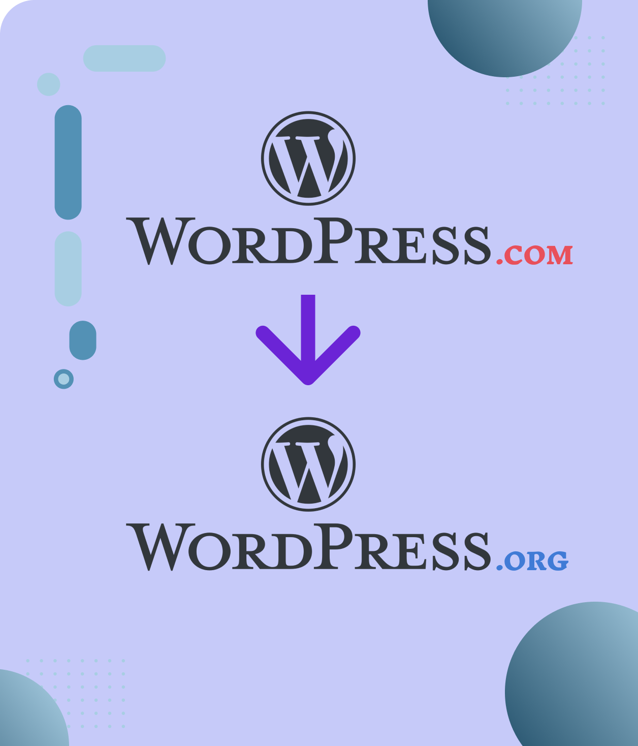 Migration de WordPress.com vers WordPress.org avec flèche directionnelle
