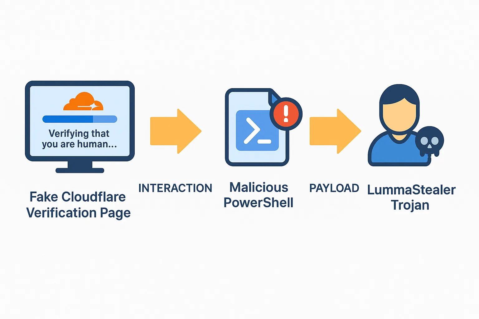 Étapes de l'infection via fausse vérification Cloudflare