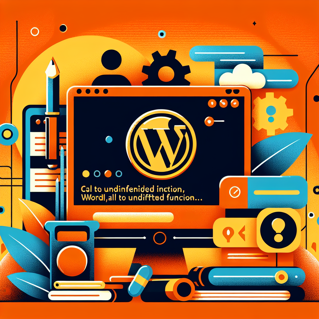 Capture d'écran : Erreur « Call to Undefined Function » sur WordPress, avec logo WP et éléments de réparation