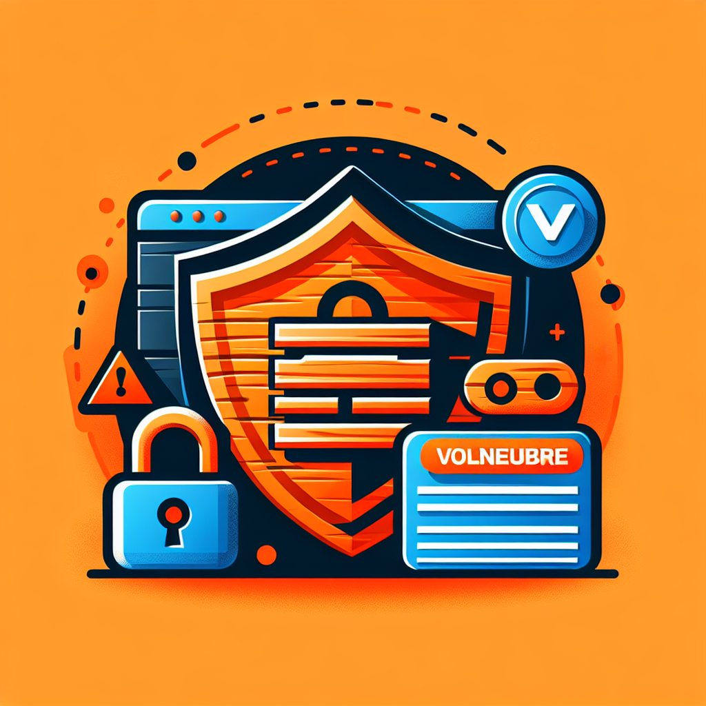 Illustration de sécurité web avec bouclier, cadenas, fenêtre de navigateur et alerte « VOLNEUBRE »