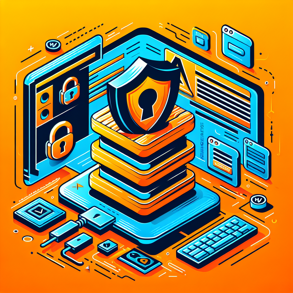Illustration isométrique de la sécurité WordPress : bouclier, cadenas, base de données, écran d'administration et clavier