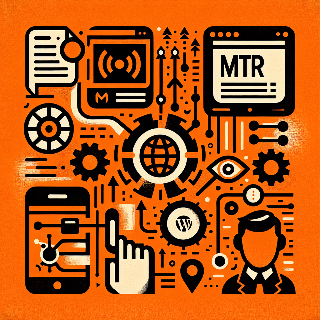Illustration de sécurité et dépannage WordPress avec icônes de site web, globe, engrenages, œil, téléphone et personne