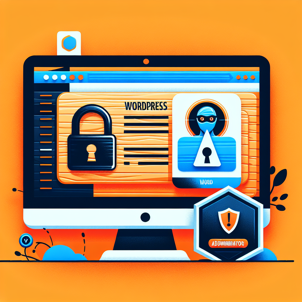 Écran d'ordinateur affichant un cadenas, un pirate et un bouclier de sécurité pour WordPress