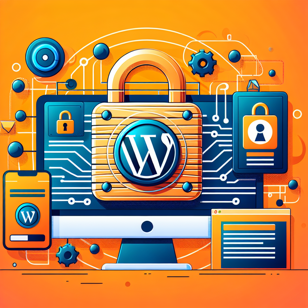 Cadenas WordPress sur écran d'ordinateur, smartphone et circuits imprimés, symbolisant la sécurité des sites web