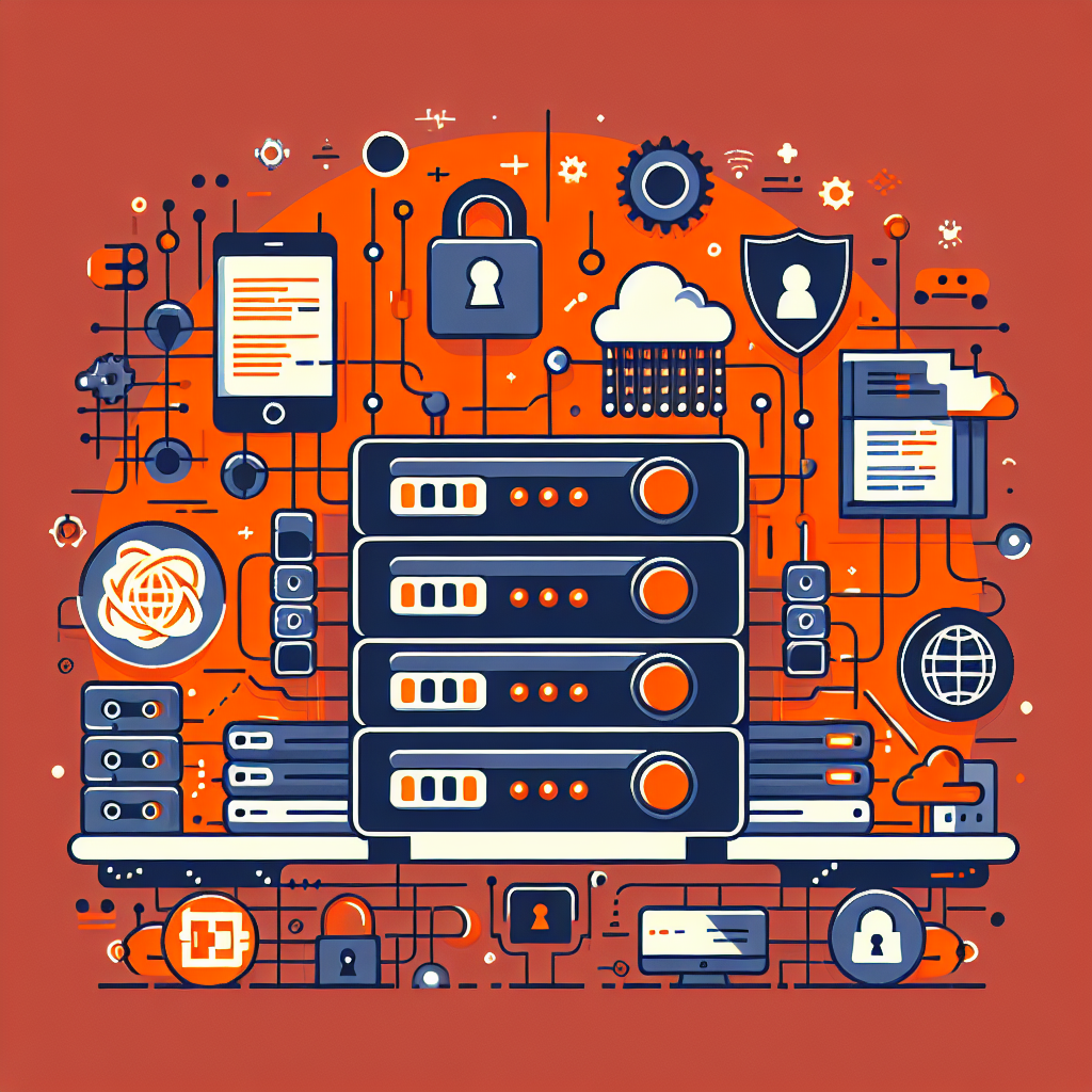 Illustration de la sécurité des données avec des serveurs, cadenas, boucliers, nuage et appareils connectés