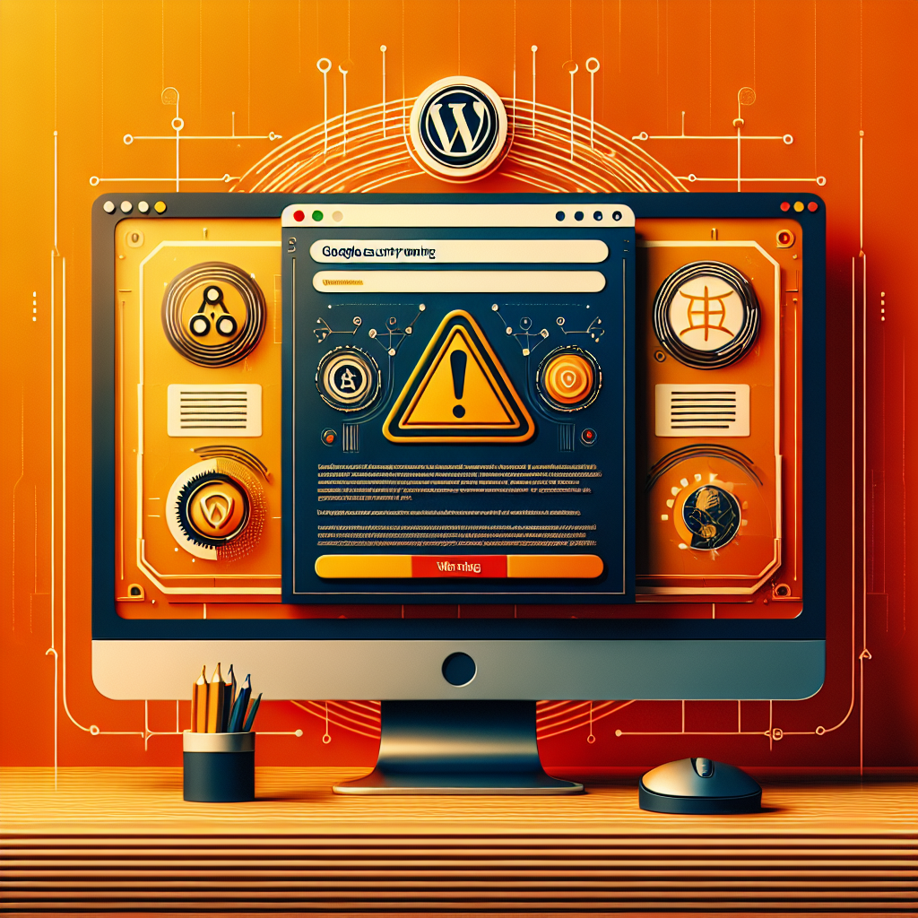 Capture d'écran : Moniteur affichant un avertissement Google avec un triangle jaune, symbolisant la sécurité WordPress