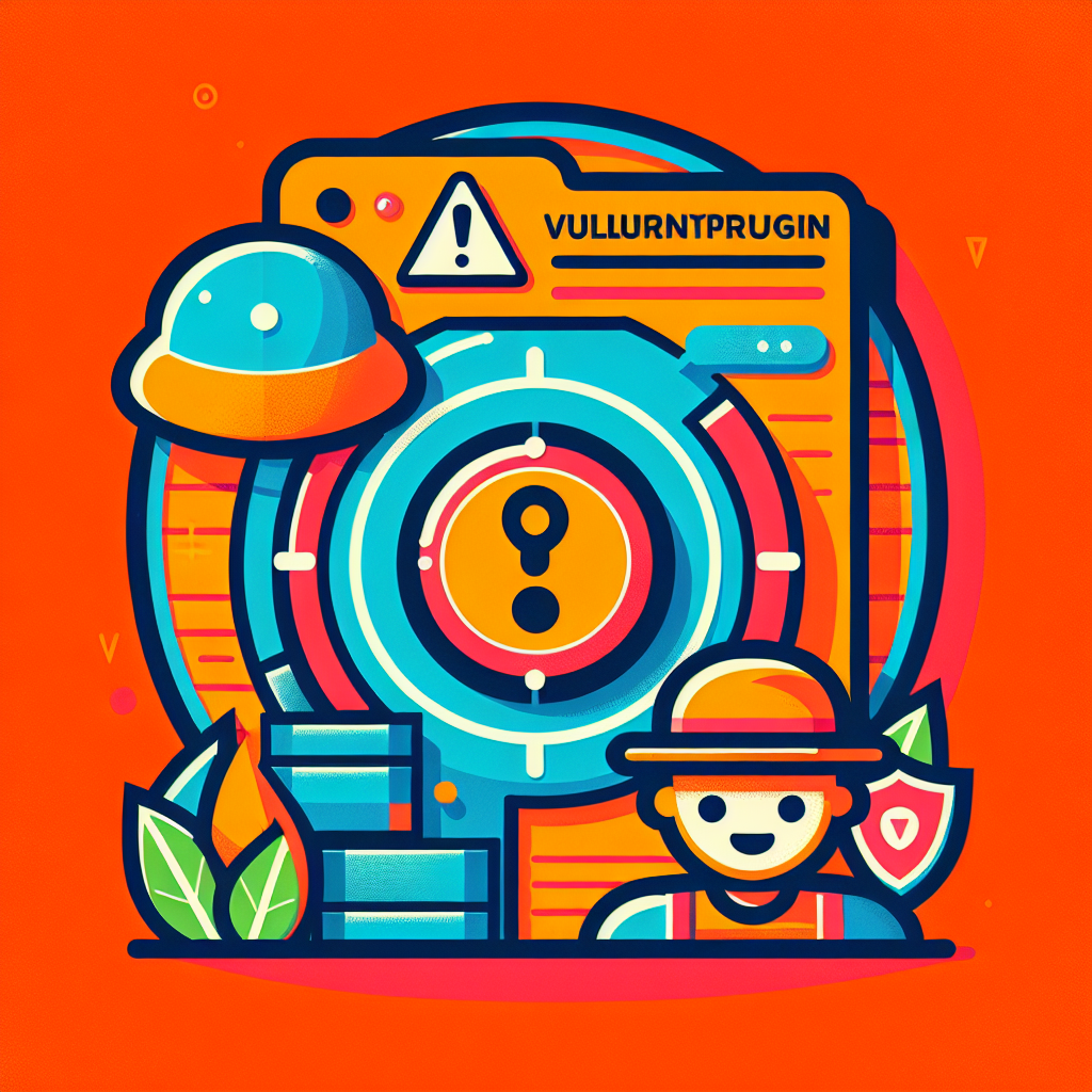 Illustration d'un dossier « VULLURNTPRUGIN » avec un panneau d'avertissement, un bouclier et un personnage souriant