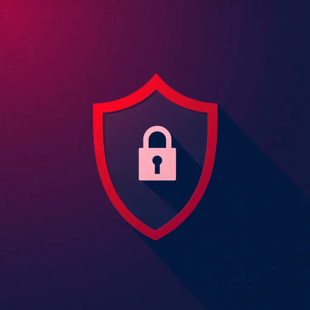 Bouclier rouge avec un cadenas blanc, symbolisant la sécurité et la protection