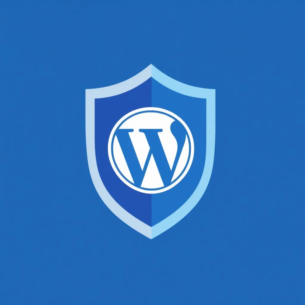 Logo WordPress sur un bouclier de sécurité bleu