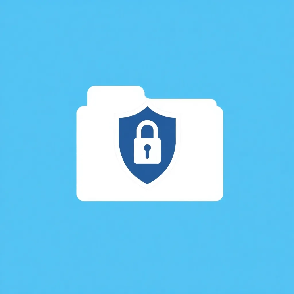 Dossier blanc avec un bouclier bleu et un cadenas blanc, symbolisant la sécurité des fichiers et dossiers WordPress